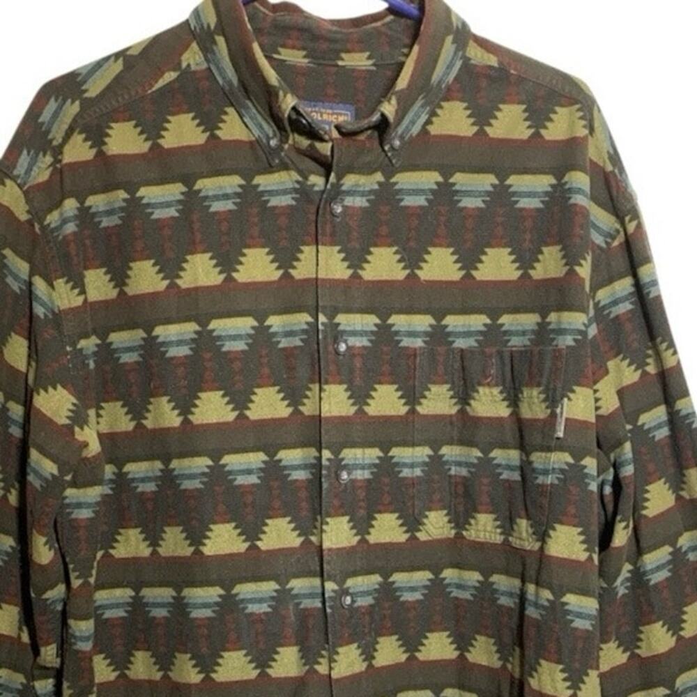 Vtg Woolrich Large Button Down Shirt Men’s Deep Western Southwest Blanket Rodeo